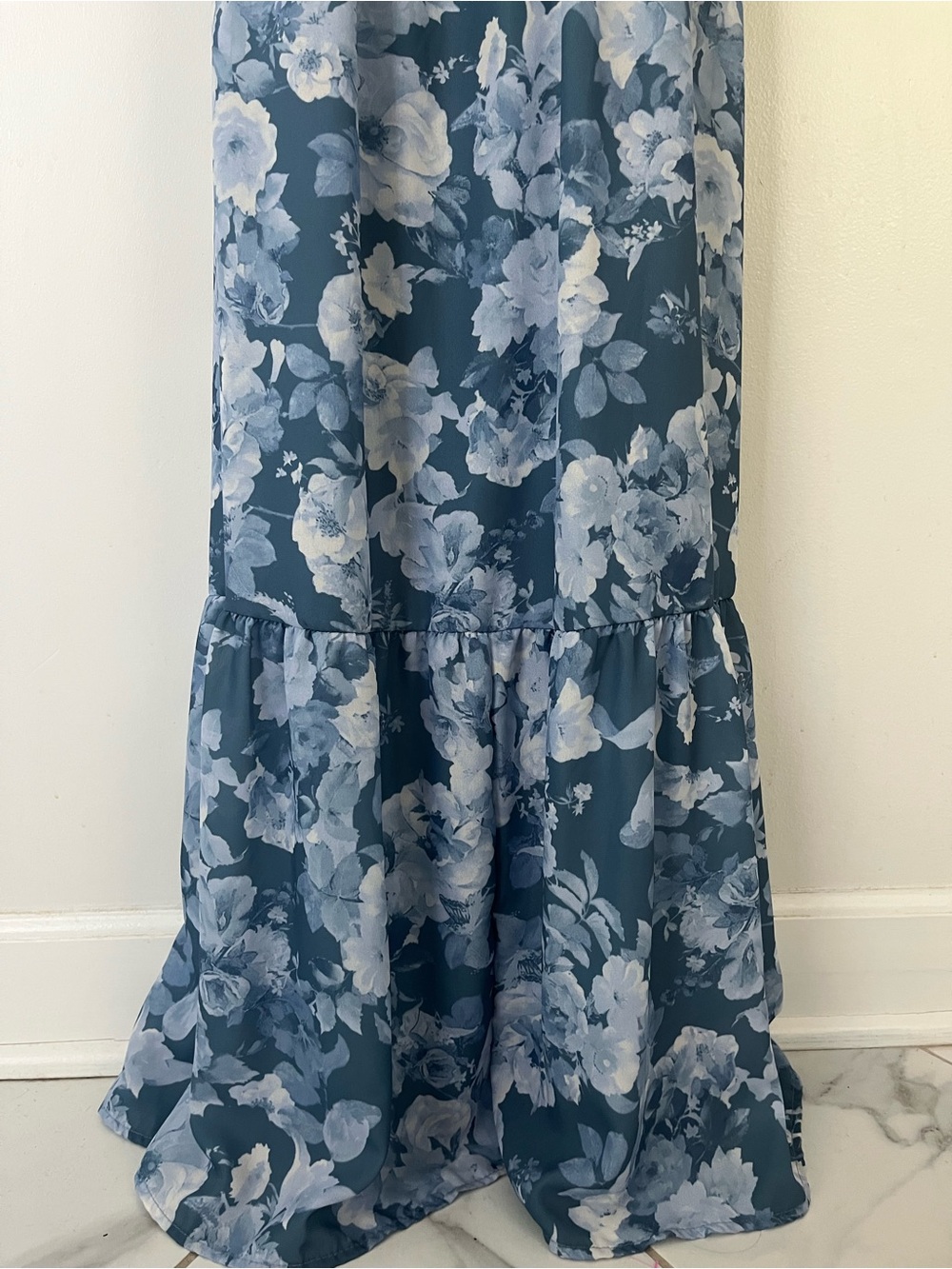 Altar’d State XL Blue Floral Maxi Dress with Puff Sleeves - Picture 7 of 14